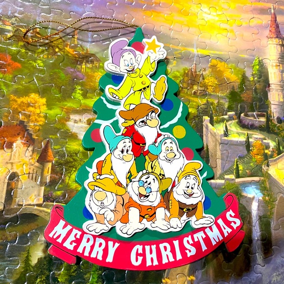 DISNEY’S SNOW WHITE & THE SEVEN DWARFS VTG 90s KURT ADLER WOODEN XMAS ORNAMENT - Picture 2 of 9